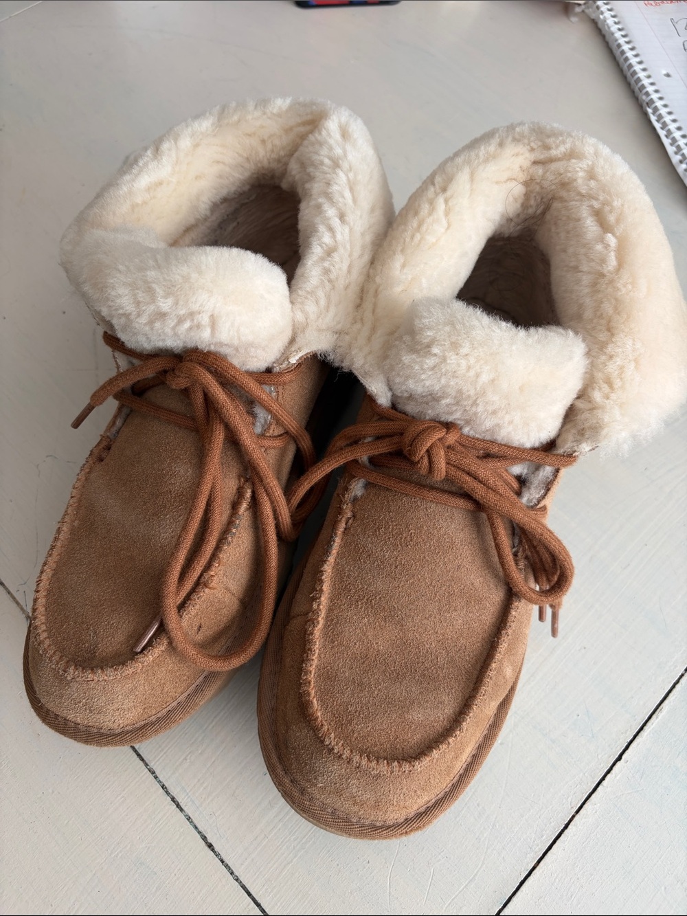 UGG Chestnut Suede Shearling-Lined Ankle Booties